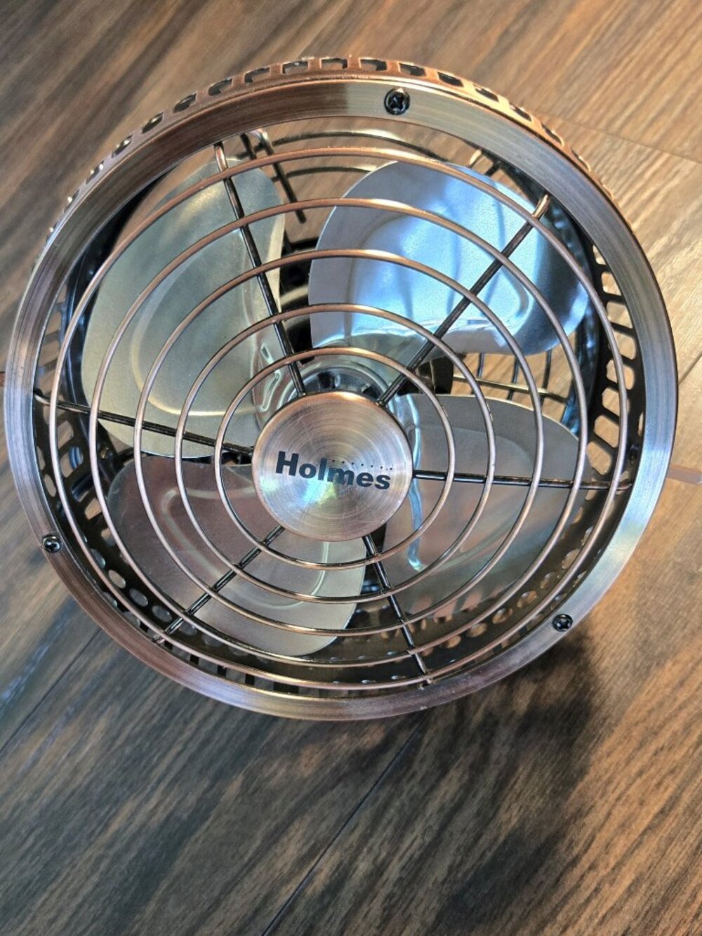 HOLMES "Heritage" Brushed Copper 7" Hanging or Table Electric Fan NWOT